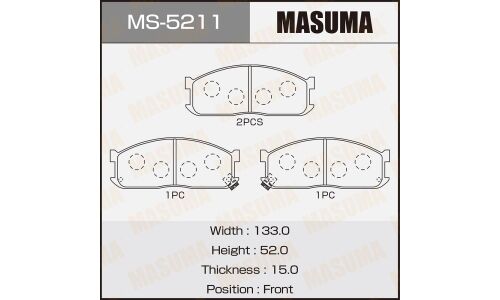 Колодки тормозные дисковые Masuma передние, комплект на ось (4 шт), арт. MS-5211