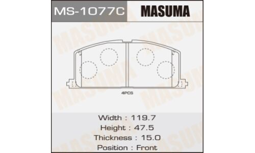 Колодки тормозные дисковые Masuma передние, комплект на ось (4 шт), арт. MS-1077
