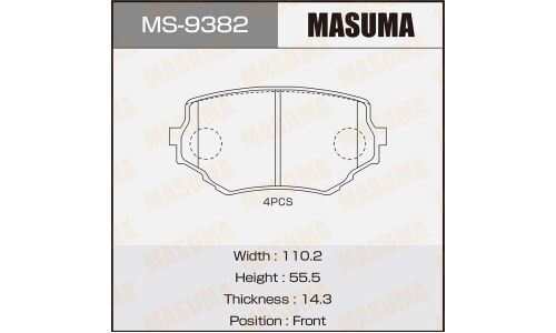Колодки тормозные дисковые Masuma передние, комплект на ось (4 шт), арт. MS-9382