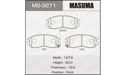 Колодки тормозные дисковые Masuma передние, комплект на ось (4 шт), арт. MS-3271