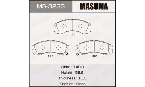 Колодки тормозные дисковые Masuma передние, комплект на ось (4 шт), арт. MS-3233