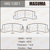 Колодки тормозные дисковые Masuma задние, комплект на ось (4 шт), арт. MS-1321