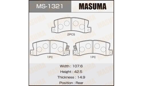 Колодки тормозные дисковые Masuma задние, комплект на ось (4 шт), арт. MS-1321