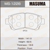 Колодки тормозные дисковые Masuma передние, комплект на ось (4 шт), арт. MS-1228 Колодки тормозные дисковые Masuma передние, комплект на ось (4 шт), арт. MS-1228