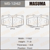 Колодки тормозные дисковые Masuma передние, комплект на ось (4 шт), арт. MS-1242