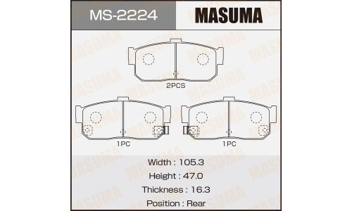 Колодки тормозные дисковые Masuma задние, комплект на ось (4 шт), арт. MS-2224
