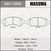 Колодки тормозные дисковые Masuma передние, комплект на ось (4 шт), арт. MS-1259