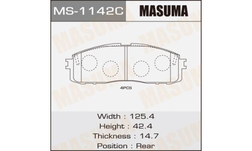 Колодки тормозные дисковые Masuma задние, комплект на ось (4 шт), арт. MS-1142