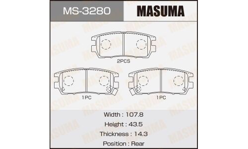 Колодки тормозные дисковые Masuma задние, комплект на ось (4 шт), арт. MS-3280