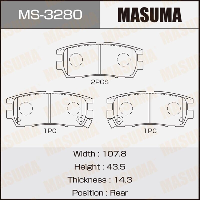 

Колодки тормозные Masuma дисковые, арт. MS-3280