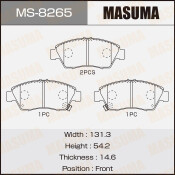 Колодки тормозные дисковые Masuma передние, комплект на ось (4 шт), арт. MS-8265