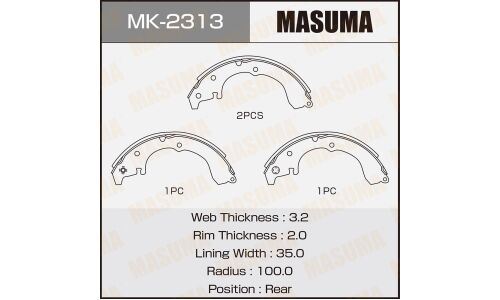 Колодки тормозные барабанные Masuma, комплект на ось (4 шт), арт. MK-2313
