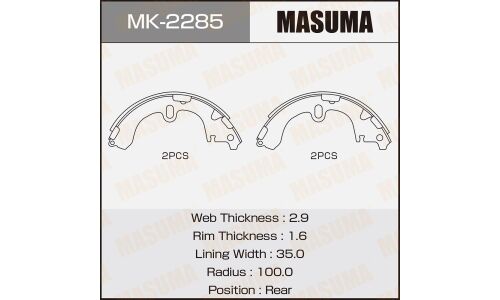 Колодки тормозные барабанные Masuma, комплект на ось (4 шт), арт. MK-2285