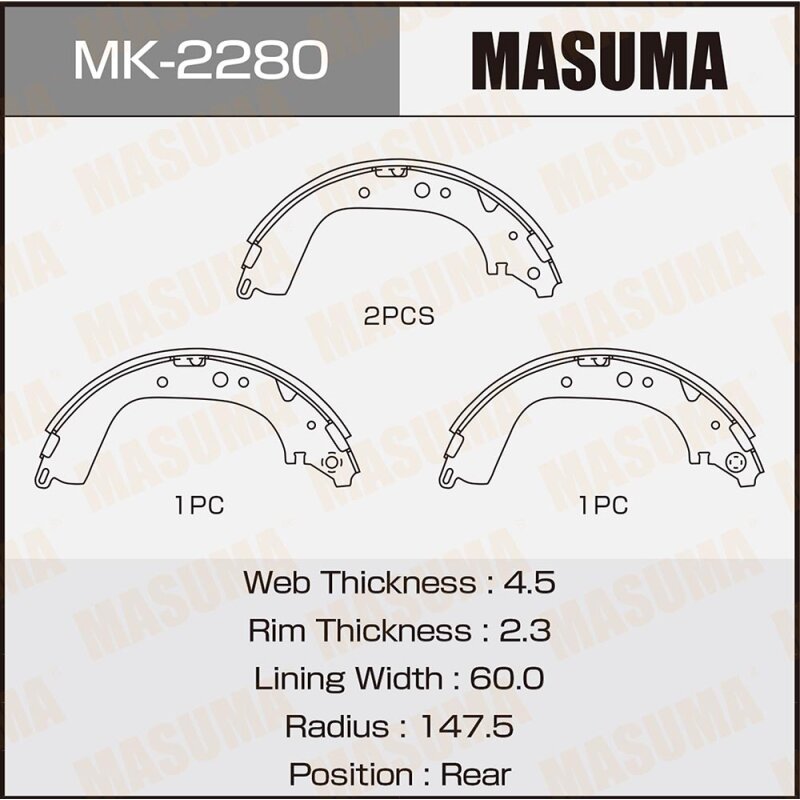 

Колодки тормозные Masuma барабанные, арт. MK-2280