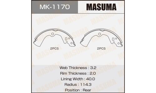 Колодки тормозные барабанные Masuma, комплект на ось (4 шт), арт. MK-1170