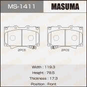Колодки тормозные дисковые Masuma передние, комплект на ось (4 шт), арт. MS-1411