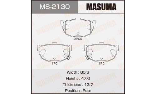 Колодки тормозные дисковые Masuma задние, комплект на ось (4 шт), арт. MS-2130