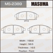 Колодки тормозные дисковые Masuma передние, комплект на ось (4 шт), арт. MS-2389