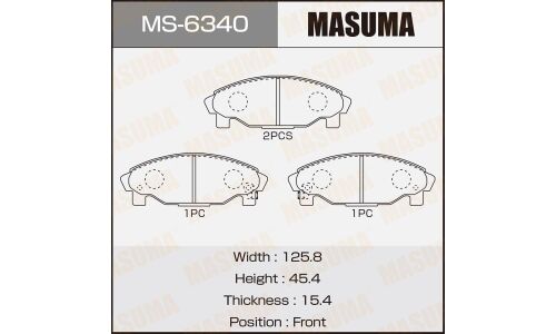 Колодки тормозные дисковые Masuma передние, комплект на ось (4 шт), арт. MS-6340