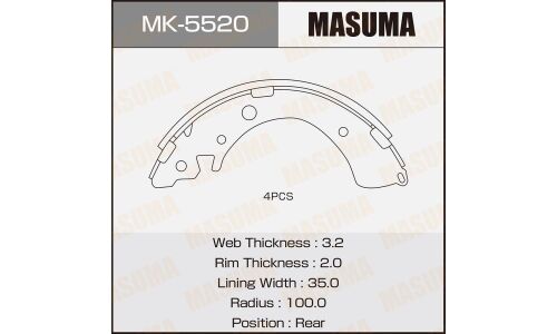 Колодки тормозные барабанные Masuma, комплект на ось (4 шт), арт. MK-5520