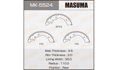 Колодки тормозные барабанные Masuma, комплект на ось (4 шт), арт. MK-5524