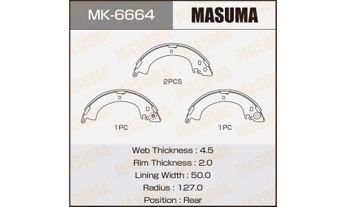 Колодки тормозные барабанные Masuma, комплект на ось (4 шт), арт. MK-6664