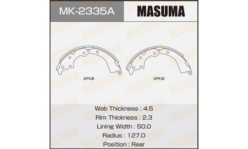 Колодки тормозные барабанные Masuma, комплект на ось (4 шт), арт. MK-2335A