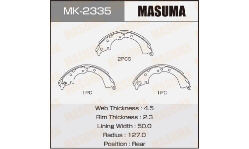 Колодки тормозные барабанные Masuma, комплект на ось (4 шт), арт. MK-2335