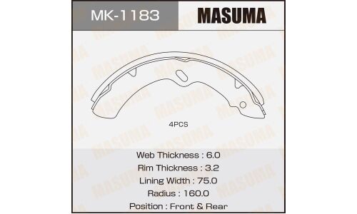 Колодки  барабанные "Masuma"   R------N  (1/4)