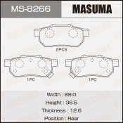 Колодки тормозные дисковые Masuma задние, комплект на ось (4 шт), арт. MS-8266