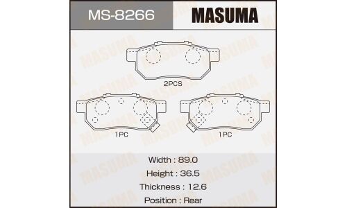 Колодки тормозные дисковые Masuma задние, комплект на ось (4 шт), арт. MS-8266