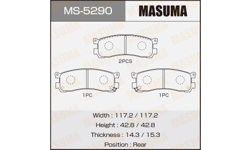 Колодки тормозные дисковые Masuma задние, комплект на ось (4 шт), арт. MS-5290