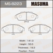 Колодки тормозные дисковые Masuma передние, комплект на ось (4 шт), арт. MS-8223