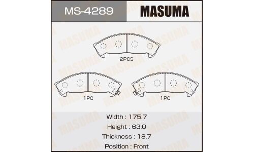 Колодки тормозные дисковые Masuma передние, комплект на ось (4 шт), арт. MS-4289