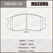 Колодки тормозные дисковые Masuma передние, комплект на ось (4 шт), арт. MS-6416