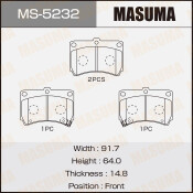 Колодки тормозные дисковые Masuma передние, комплект на ось (4 шт), арт. MS-5232