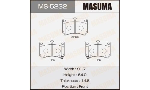 Колодки тормозные дисковые Masuma передние, комплект на ось (4 шт), арт. MS-5232
