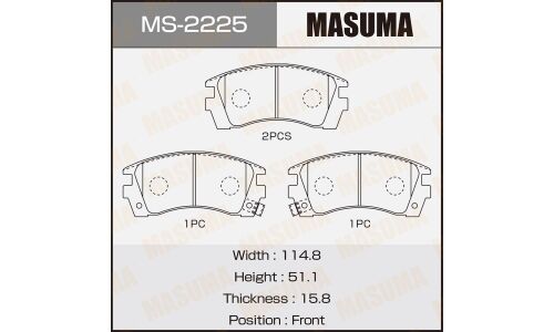 Колодки тормозные дисковые Masuma передние, комплект на ось (4 шт), арт. MS-2225