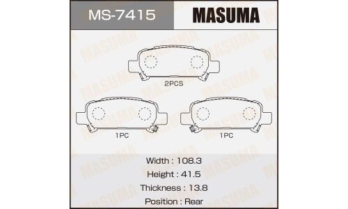 Колодки тормозные дисковые Masuma задние, комплект на ось (4 шт), арт. MS-7415
