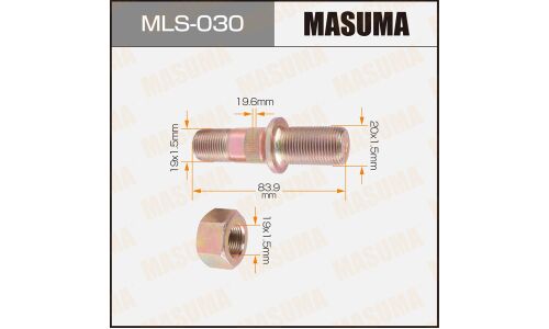 Шпилька колесная Masuma MLS-030, для грузовиков Mitsubishi Fuso, M19x1.5(R), M20x1.5(R), длина 84.2мм