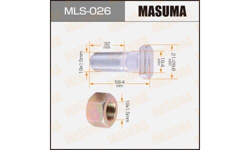 Шпилька колесная Masuma MLS-026, для грузовиков Mitsubishi Fuso, M19x1.5(L), длина 58мм
