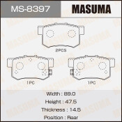 Колодки тормозные дисковые Masuma задние, комплект на ось (4 шт), арт. MS-8397