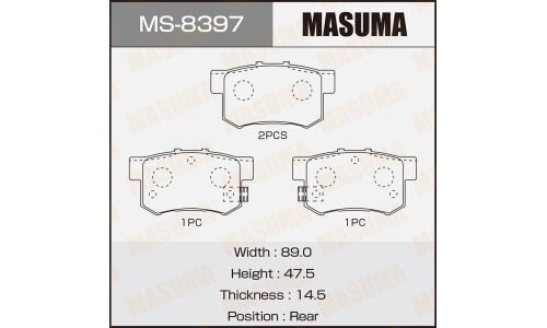 Колодки тормозные дисковые Masuma задние, комплект на ось (4 шт), арт. MS-8397