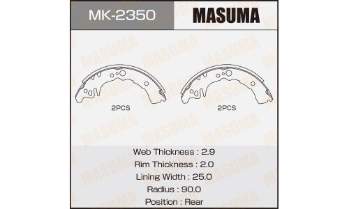 Колодки тормозные барабанные Masuma, комплект на ось (4 шт), арт. MK-2350