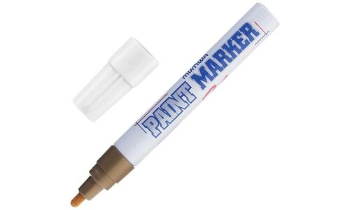 Маркер эмалевый Munhwa Paint Marker, золотой, перманентный, для различных поверхностей, 4мм