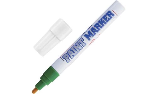 Маркер эмалевый Munhwa Paint Marker, зелёный, перманентный, для различных поверхностей, 4мм