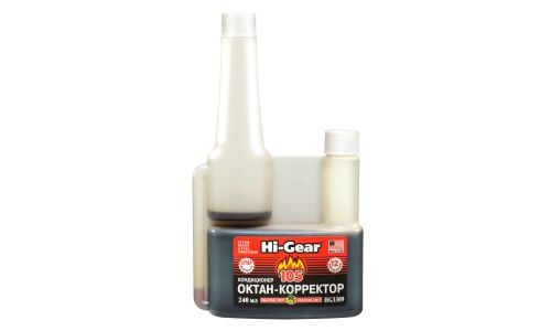 Октан-корректор Hi-Gear Octane Boost & Fuel Conditioner, присадка в бензин, с кондиционером металла SMT², бутылка с дозатором 240мл, арт. HG3309