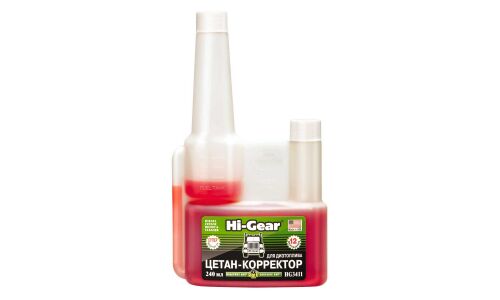 Цетан-корректор Hi-Gear Diesel Cetane Boost & Cleaner, присадка в дизельное топливо, с кондиционером металла SMT², бутылка с дозатором 240мл, арт. HG3411