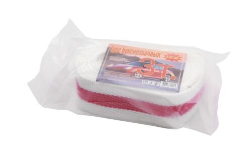 Трос буксировочный АлСиб, строп лента, крюки, нагрузка до 3т, длина 5м