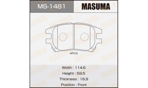 Колодки тормозные дисковые Masuma передние, комплект на ось (4 шт), арт. MS-1481